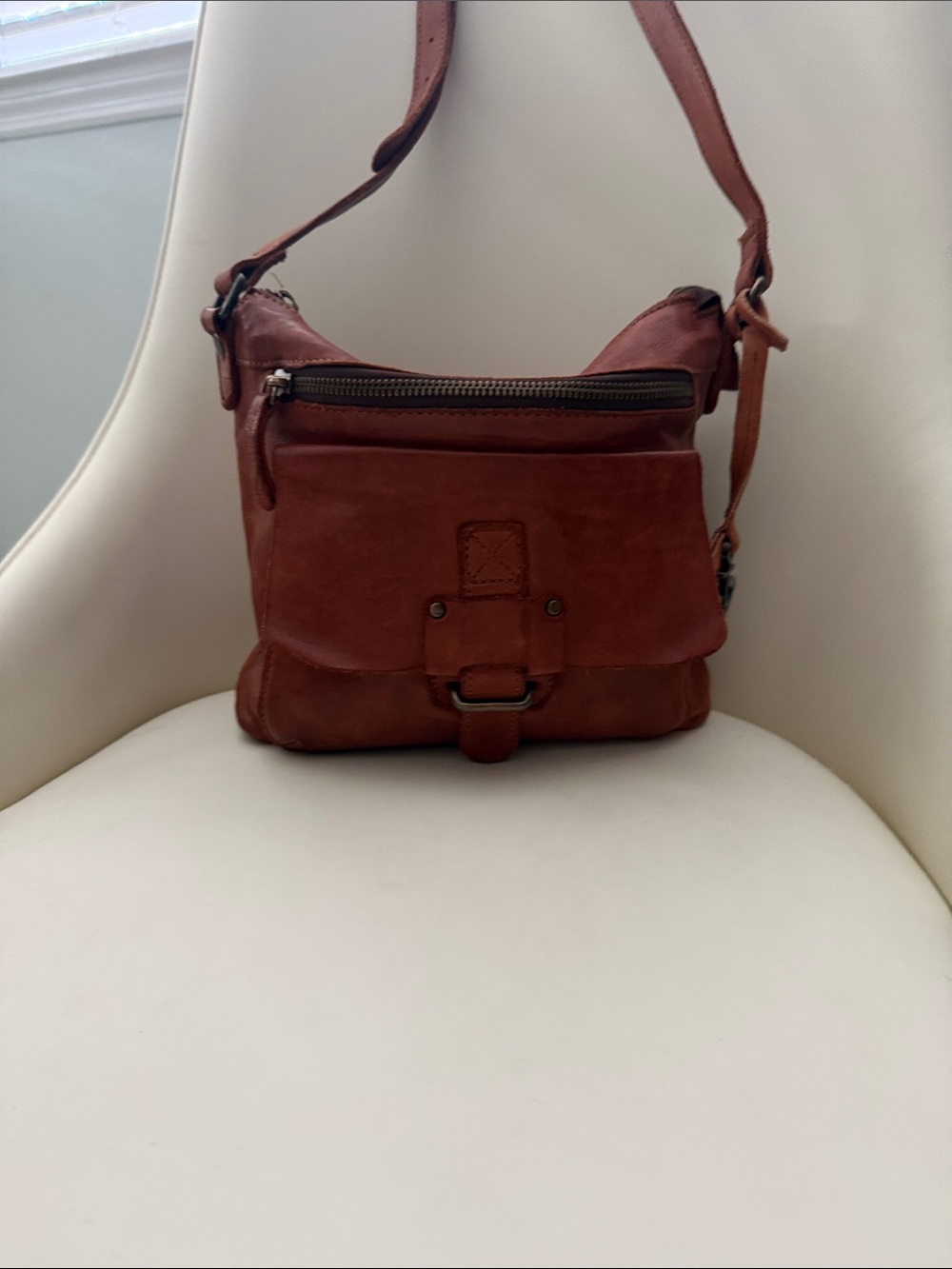 Harbour 2nd Hazel Leather Cognac Brown Crossbody Distressed Messenger Bag 227 - Picture 14 of 14